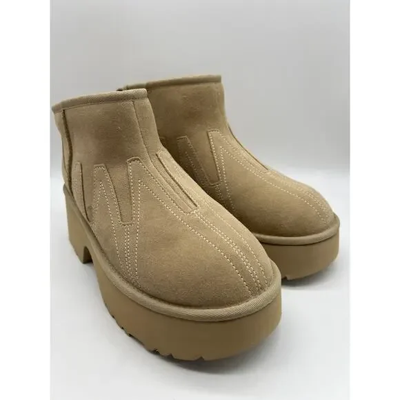 Ugg Ultra Mini New Heights Sunwave Boots Platform Suede UggPlush Sz 11 - Picture 12 of 12